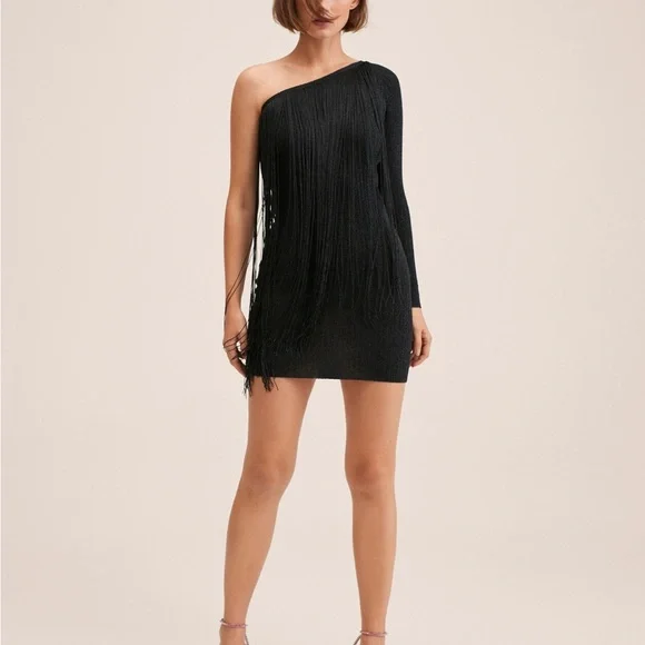Mango Asymmetrical Fringe Dress - Size M - Picture 2 of 9
